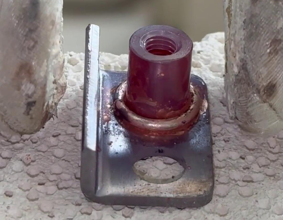 客户带过来的紫铜件焊接试样，精密五金配件焊接，小铜件焊接选择高频焊机